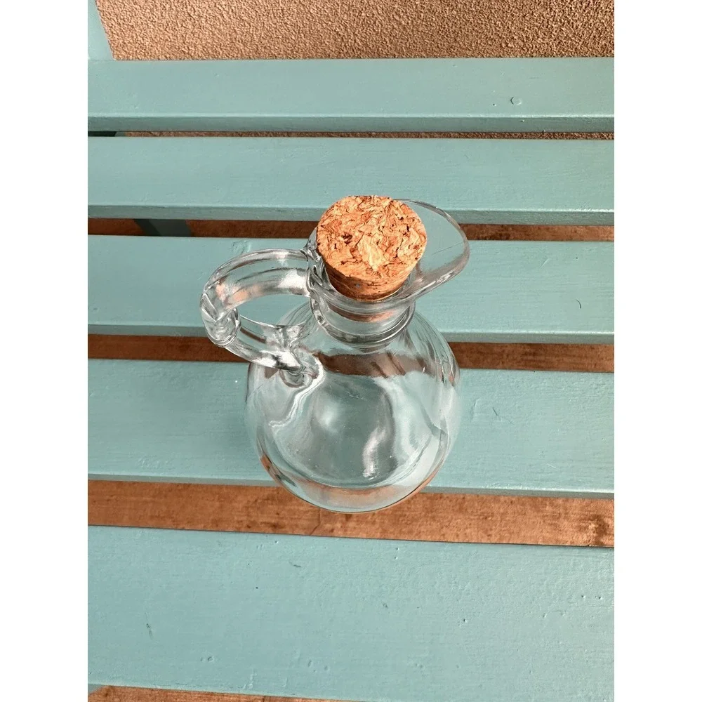 Small Simple Clear Glass‎ Cruet Oil Vinegar Dressing Cork Stopper 5 Tal